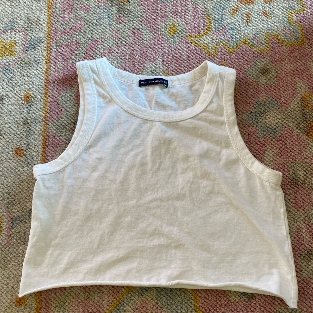 BRANDY MELVILLE White Cut Off Cropped Tank